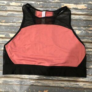 VICTORIA SECRET PINK Crop Haut Court Sport Bra Rose and Black Size Medium